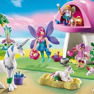 Playmobil Fairies with Toadstool House 6055 with FREE BONUS Fairy Boat Gondola!